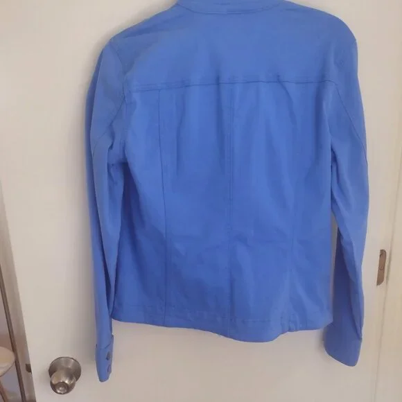 Charter Club Cornflower Blue Fitted Stretch Denim Jacket - Like New - Picture 3 of 5